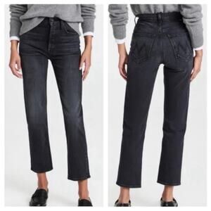 Mother Superior Tomcat Straight Ankle Jean in Black Gray Lies Lies Lies wash 28